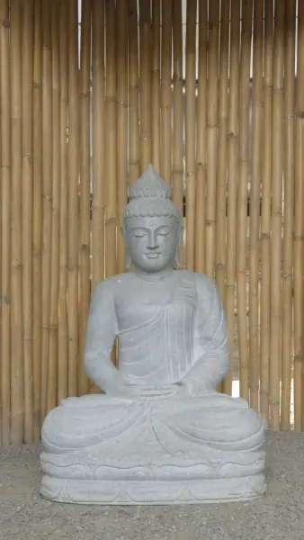 Product image of the product “Seated Buddha made of Riverstone in Dhyana position - gesture of meditation, H.102,5 cm, natural. ”